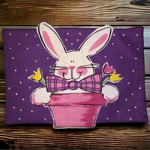 NWT Placemats Set of 8 Washable Cotton Easter Bunny Placements